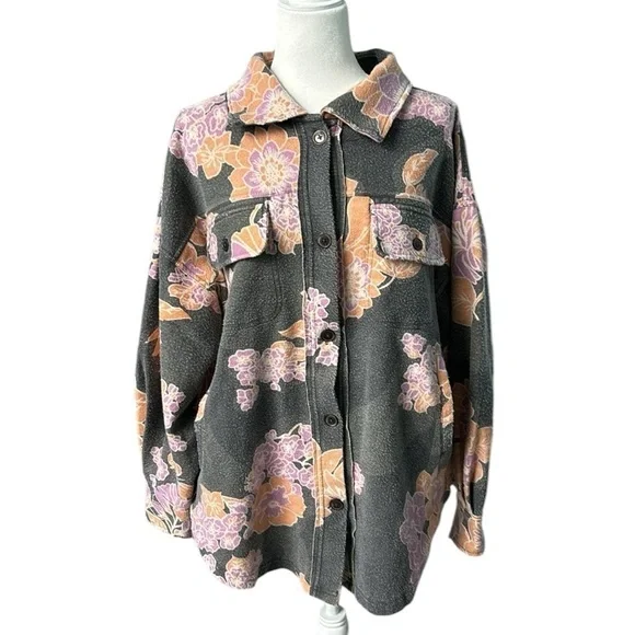 Free People Printed Ruby Jacket in Charcoal Combo Size Med NWT - Picture 3 of 16